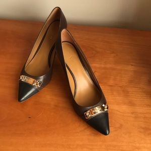 Coach Brown and black spectator kitten heel size 8